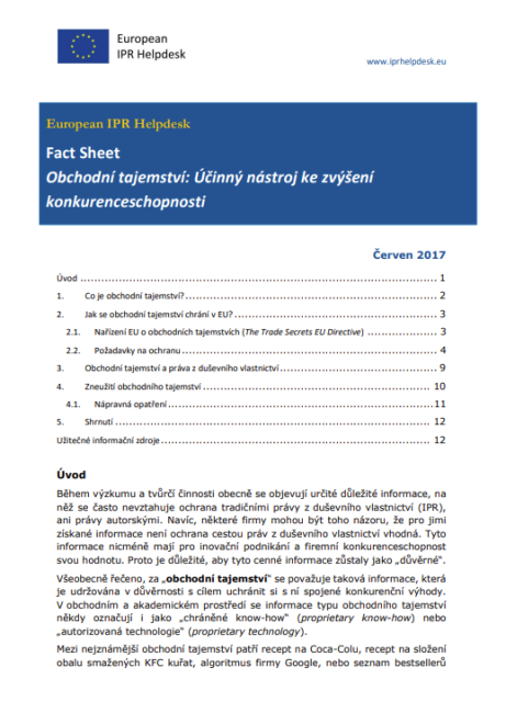 EU IP Helpdesk - Obchodní tajemství: Účinný nástroj ke zvýšení  konkurenceschopnosti