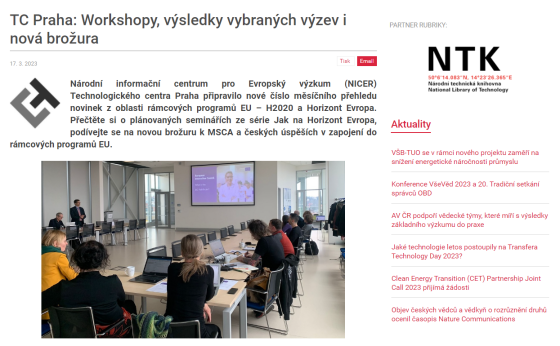 TC Praha: Workshopy, výsledky vybraných výzev i nová brožura