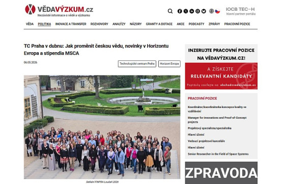 TC Praha v dubnu: Jak proměnit českou vědu, novinky v Horizontu Evropa a stipendia MSCA