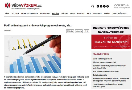 Podíl widening zemí v rámcových programech roste, ale...