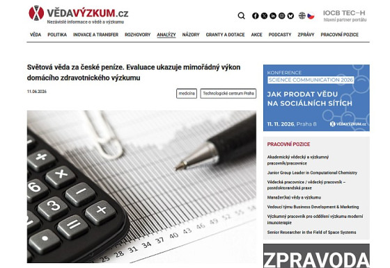 Světová věda za české peníze. Evaluace ukazuje mimořádný výkon domácího zdravotnického výzkumu