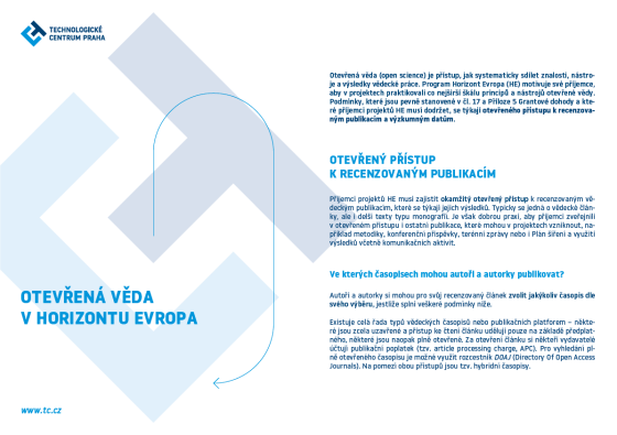 Informační leták k otevřené vědě v HE