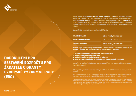 Doporučení pro sestavení rozpočtu pro žadatele o granty ERC