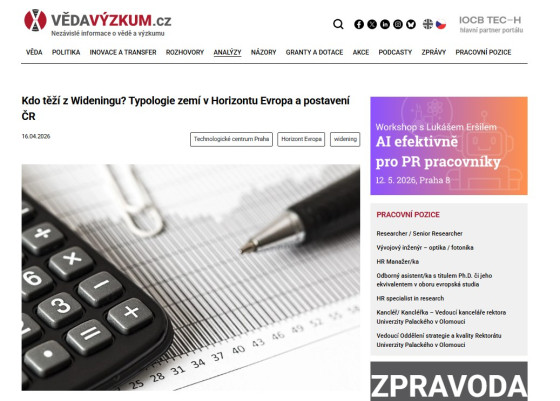 Kdo těží z Wideningu? Typologie zemí v Horizontu Evropa a postavení ČR