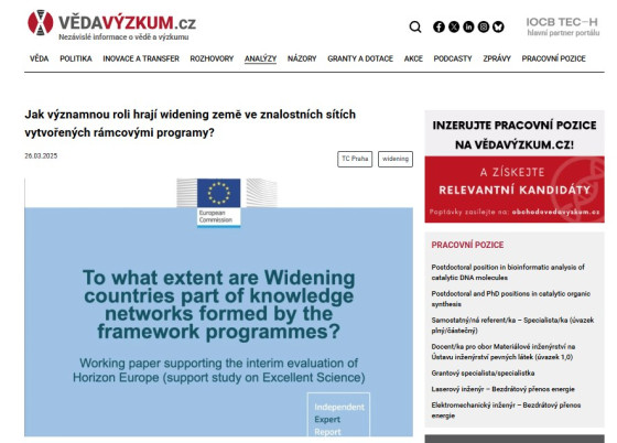 Jak významnou roli hrají widening země ve znalostních sítích vytvořených rámcovými programy?