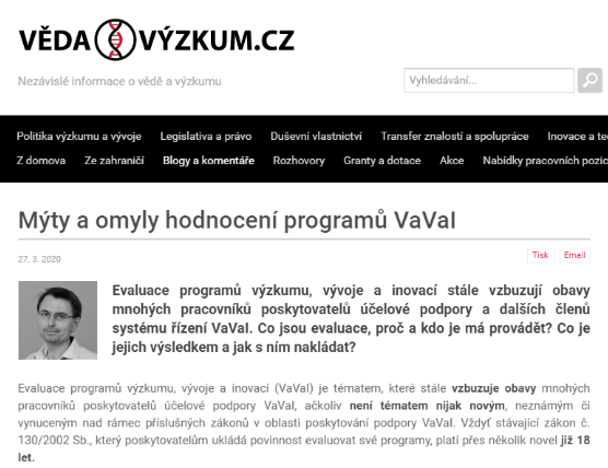 Mýty a omyly hodnocení programů VaVaI II
