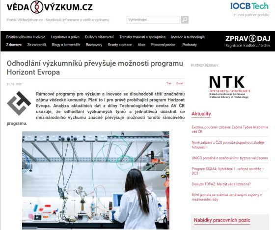 Odhodlání výzkumníků převyšuje možnosti programu Horizont Evropa