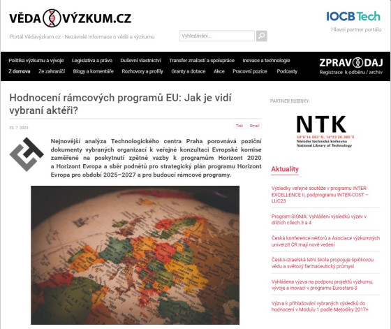 Hodnocení rámcových programů EU: Jak je vidí vybraní aktéři?