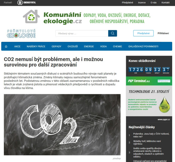 CO2 nemusí být problémem, ale i možnou surovinou pro další zpracování