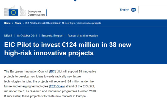 Výsledky pilotního projektu Evropské rady pro inovace: FET Open