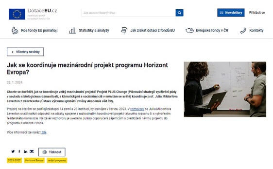 Jak se koordinuje mezinárodní projekt programu Horizont Evropa?