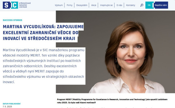 Martina Vycudilíková: Zapojujeme excelentní zahraniční vědce do inovací ve Středočeském kraji 