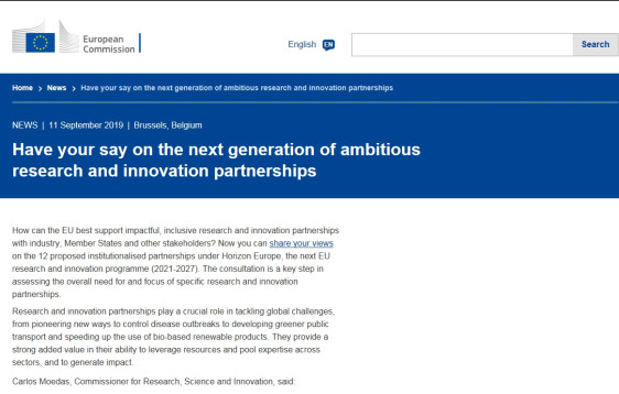 Public consultation on future research and innovations partnerships
