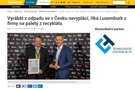 Vyrábět z odpadu se v Česku nevyplácí, říká Luxemburk z firmy na palety z recyklátu
