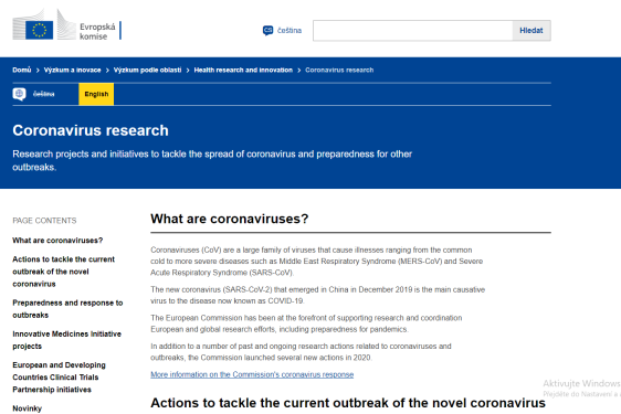 Evropská Komise - web stránka pro Covid-19 