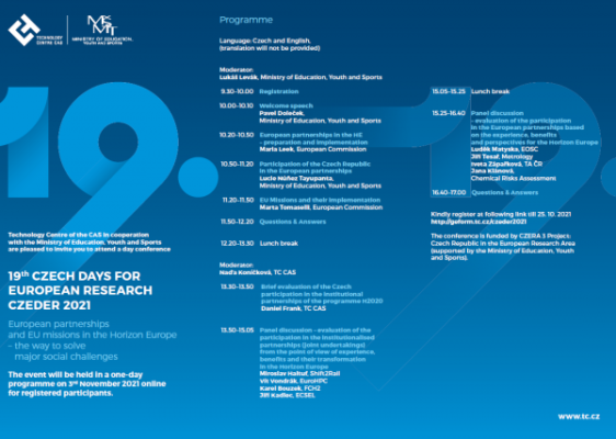 19th Czech Days for European Research - CZEDER 2021