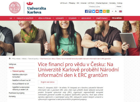 Více financí pro vědu v Česku: Na Univerzitě Karlově proběhl Národní informační den k ERC grantům