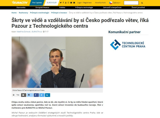 Škrty ve vědě a vzdělávání by si Česko podřezalo větev, říká Michal Pazour z Technologického centra