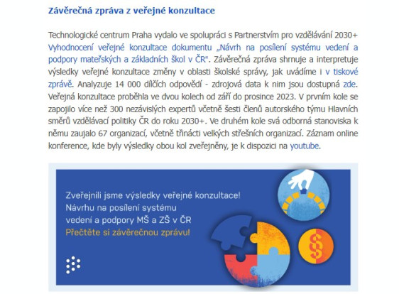 Závěrečná zpráva z veřejné konzultace