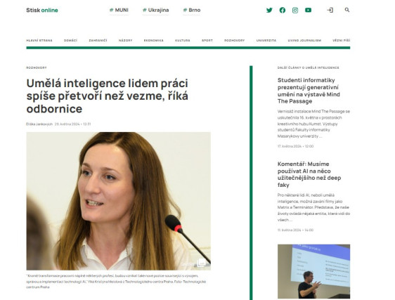 Umělá inteligence lidem práci spíše přetvoří než vezme, říká odbornice