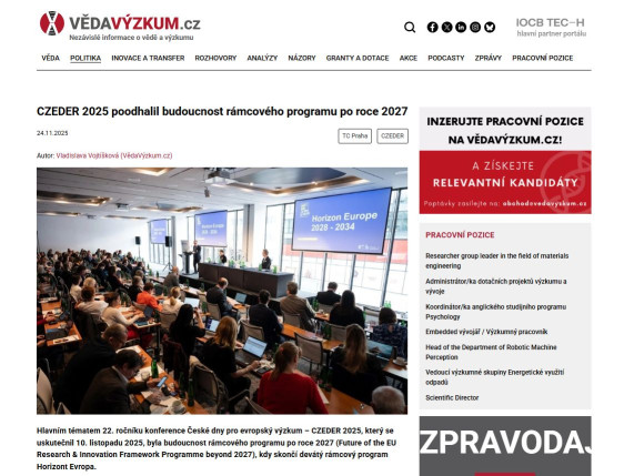CZEDER 2025 poodhalil budoucnost rámcového programu po roce 2027