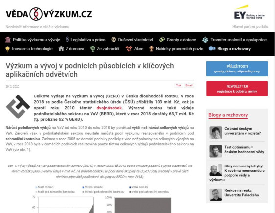 Výzkum a vývoj v podnicích působících v klíčových aplikačních odvětvích