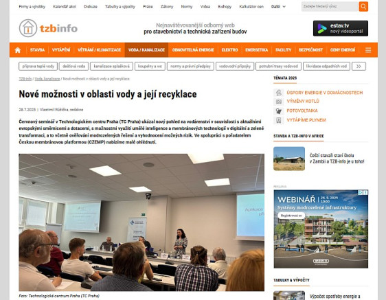 Nové možnosti v oblasti vody a její recyklace