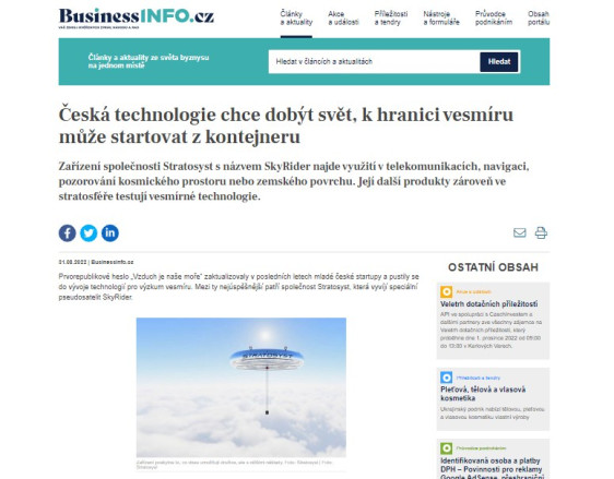 Česká technologie chce dobýt svět, k hranici vesmíru může startovat z kontejneru