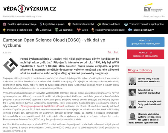European Open Science Cloud (EOSC) - věk dat ve výzkumu