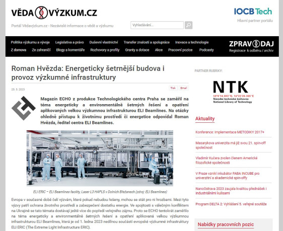 Roman Hvězda: Energeticky šetrnější budova i provoz výzkumné infrastruktury