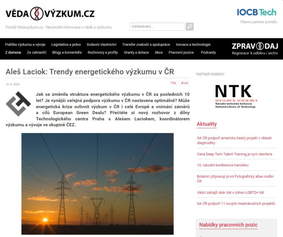 Rozhovor - Aleš Laciok: Trendy energetického výzkumu v ČR