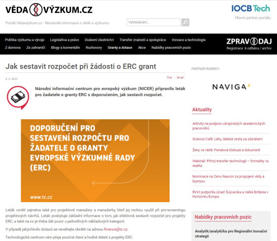 Jak sestavit rozpočet při žádosti o ERC grant