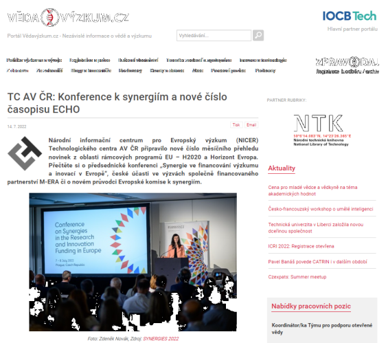 Měsíční přehled novinek z H2020 a Horizont Evropa