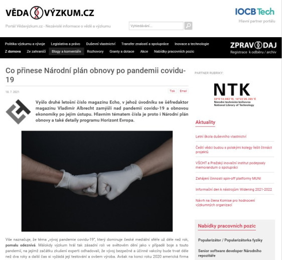 Co přinese Národní plán obnovy po pandemii covidu-19